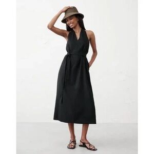 Linen blend twist back midi dress. Black. Size small.